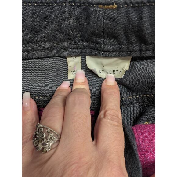 Athleta Women’s Size 2 Dark Wash Distressed Denim Cropped Jeans Style 405055 - Picture 5 of 7